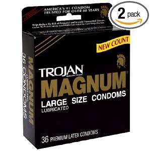  Trojan Magnum Condoms, Lubricated, 36 Condoms (Pack of 2 
