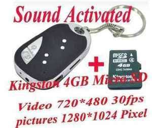 Sound Voice recorder keychain Spy Mini cam camera +4GB Kingston Micro 