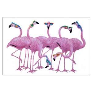    Large Poster Cool Flamingos with Sunglasses 