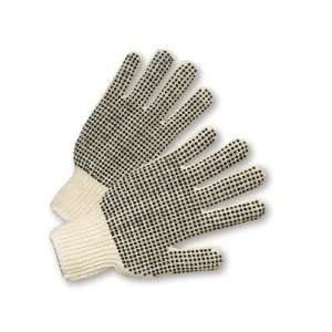Mens Cotton And Polyester String Knit Gloves With PVC Dots On One 