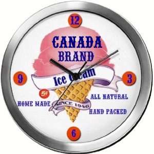  CANADA 14 Inch Ice Cream Metal Clock Quartz Movement 