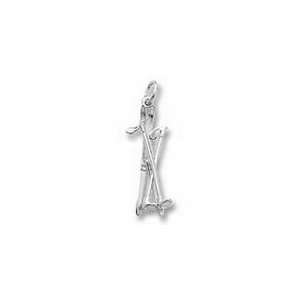  Cross Country Skis Charm   Sterling Silver Jewelry