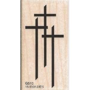  Three Crosses Wood Mounted Rubber Stamp (G510) Everything 