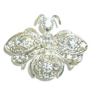 Silverplated Crystal Bee Pin Jewelry