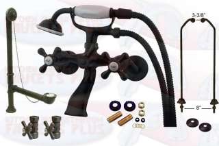   Clawfoot Tub Faucet Package Kit With Drain, Supplies, & Stops  