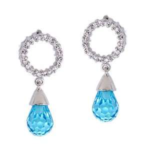   Bridesmaid Cubic Zirconia {C.Z.} Diamond Dangling Briolette Earrings