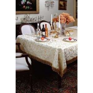  Luxury Damask Design Tablecloth in Beige Size 60 W x 102 
