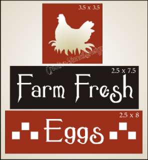 New Stencil Trio #T32 ~ Farm Fresh Eggs with Chicken Hens nest topper 