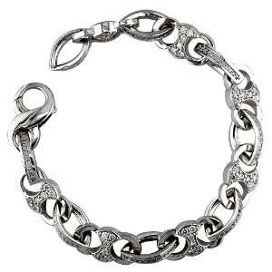  Diamond double circle link bracelet with diamond marquise 