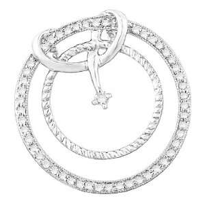   Silver 0.26cttw Diamond Double Circle Pendant with 18 Chain Jewelry