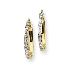  14k Diamond Fascination Oval Hinged Hoop Earrings Jewelry