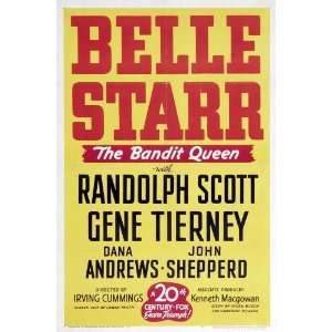 Belle Starr Poster C 27x40 Randolph Scott Gene Tierney Dana Andrews
