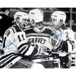Brian Leetch and Mark Messier New York Rangers   with Adam Graves 