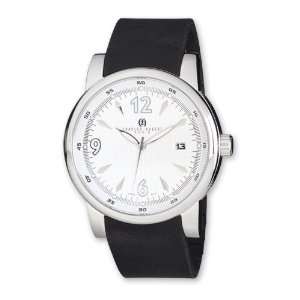  Mens Charles Hubert Rubber Band White Dial Watch Jewelry
