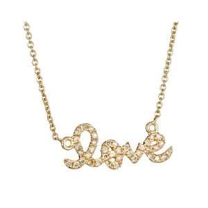  Sydney Evan   Small Yellow Gold and Diamond Love Necklace 