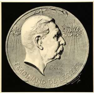  Ferdinand De Lesseps Side Profile   Original Engraving