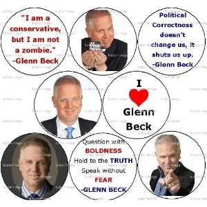 Set of 8 GLENN BECK Pinback Buttons 1.25 Pins conservative political 