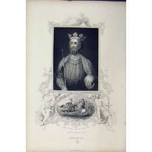  C1850 Portrait King Edward Ii Robert Bruse Attack Print 