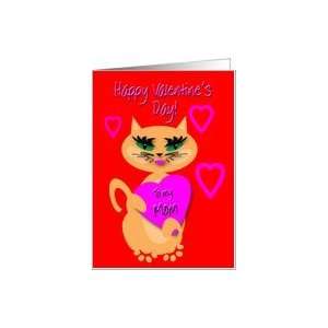  Mom Valentines Day Kitty Kat Big Red Heart Card Health 