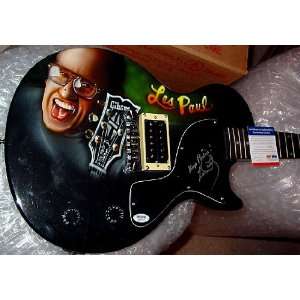 Les Paul Autographed Signed Airbrush Keep Pickin Guitar PSA