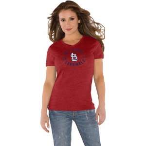 St. Louis Cardinals Womens Red Tri Blend V Neck T Shirt 