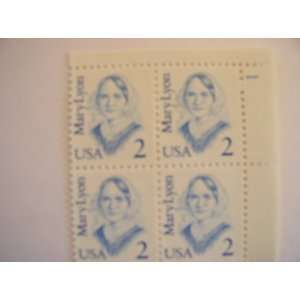  US Postal Stamps, 1987, Mary Lyon, S# 2169, Plate Block of 
