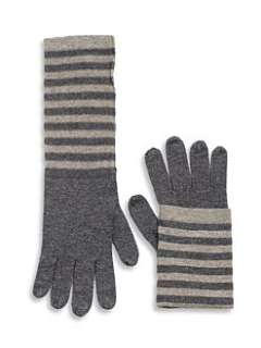 360 Sweater   Striped Fold Over Gloves/Granite