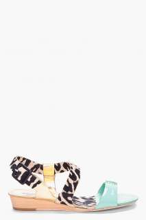 Diane Von Furstenberg Mint And Leopard Janee Sandals for women 