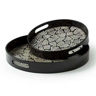 DIANE von FURSTENBERG Lacquered Eggshell Round Trays   Serveware 