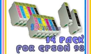 14 PACK 98 T098 ink Combo for Epson Artisan 700 710 725  