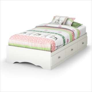 South Shore Sabrina Twin Bookcase Pure White Bed  