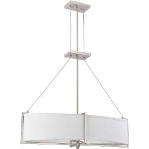 Portia Pendant in Brushed Nickel with Slate Gray Fabric Shade Size 28 