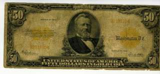 RARE LARGE SIZE 1922 $50 DOLLAR GOLD CERTIFICATE NOTE  