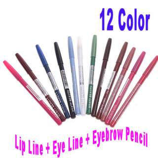 12 Color Eyeliner Lip Eye Eyebrow Liner Pencil Makeup  