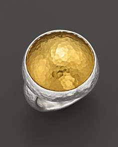Gurhan Pure Silver And 24 Kt. Gold Round Amulet Ring