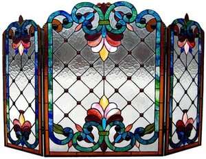 Brilliant Stained Glass Fireplace Screen NEW  
