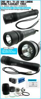 1400 Lumen CREE XM L T6 LED Diving Flashlight Torch +CH  