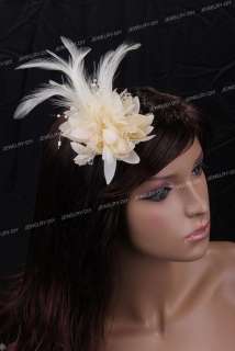 feather flower hair clip brooch