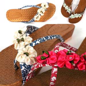 Womens Lady Small Broken Flower Flats Thongs Shoes Sandals slippers 
