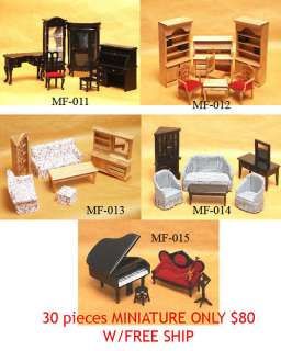 Dollhouse Furniture Living Study Office Library Music  