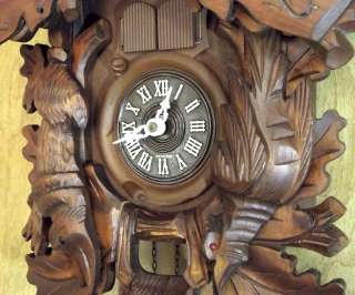 Vintage German Black Forest Double Door Hunters Cuckoo Clock Musical 