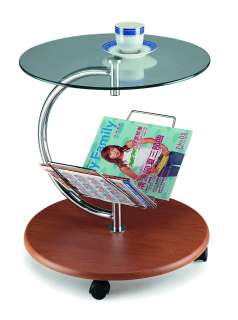 Modern Contemporary Glass Top End Table & Magazine Rack  