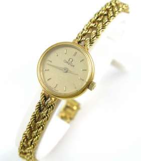 Ladies Omega Quartz 14K Yellow Gold Rope Watch 1450  