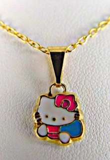 Set Enamel Hello Kitty Gold 18k GF Earrings Bracelet Necklace Pendant 