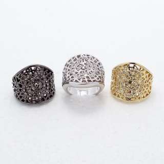 Types Black Rhodium Gold Platinum Cubics Rose Ring  