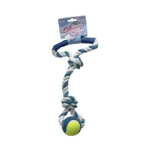  Vo Toys Rope N Tug Dog Toy with 2 Knots, Tennis Ball Pet 