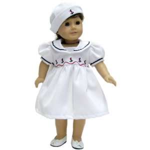   White Sailor Dress with Matching Hat for 18 Inch Dolls Toys & Games