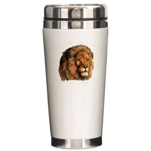  Ceramic Travel Drink Mug Lion Artwork 