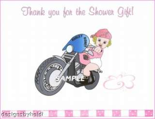 Motorcycle Biker Baby Shower Thank You Cards Supplies  