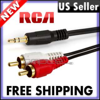 25FT 3.5mm 1/8 Plug Stereo Plug 2 RCA Hook Cable Y Adapter Male  